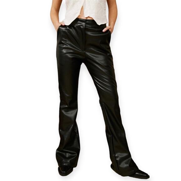 Nasty Gal Pants - Nasty Gal Black Flared Faux Leather Night Out Party Goth Pants Size 10 Large